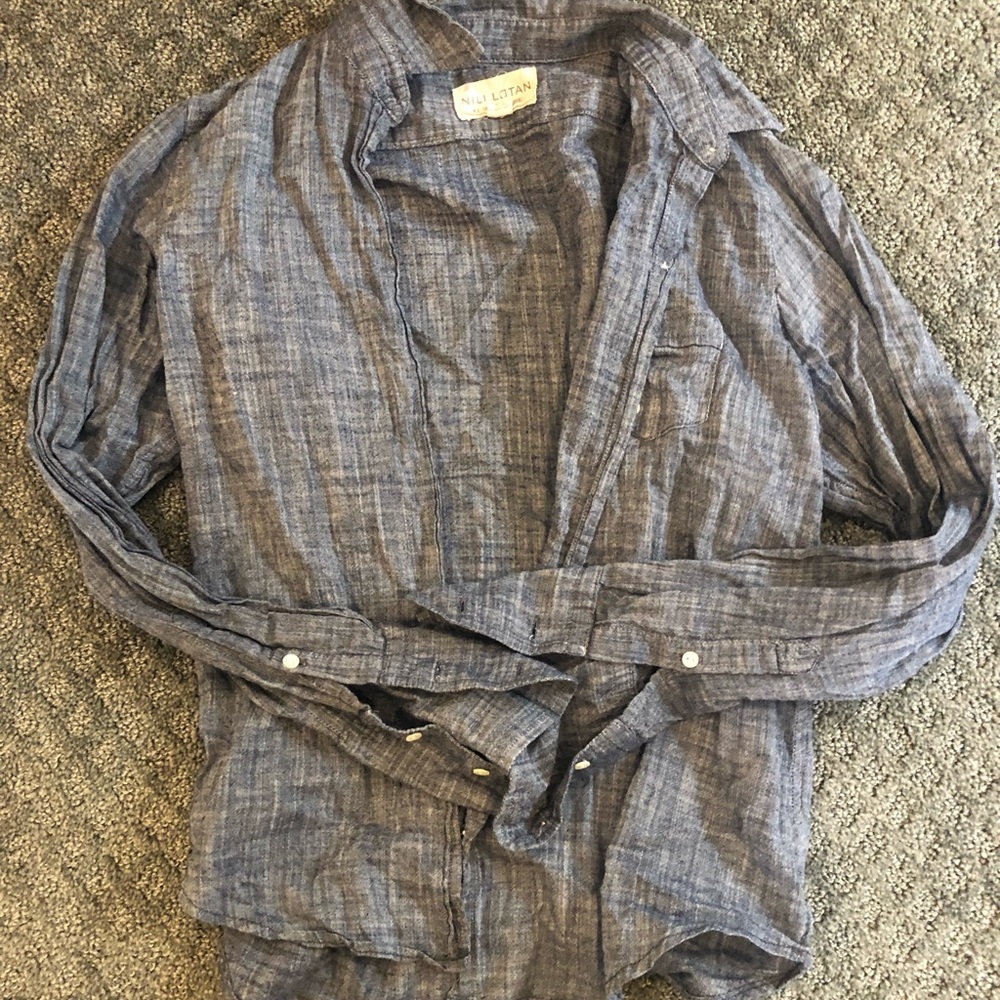 nili lotan chambray button down